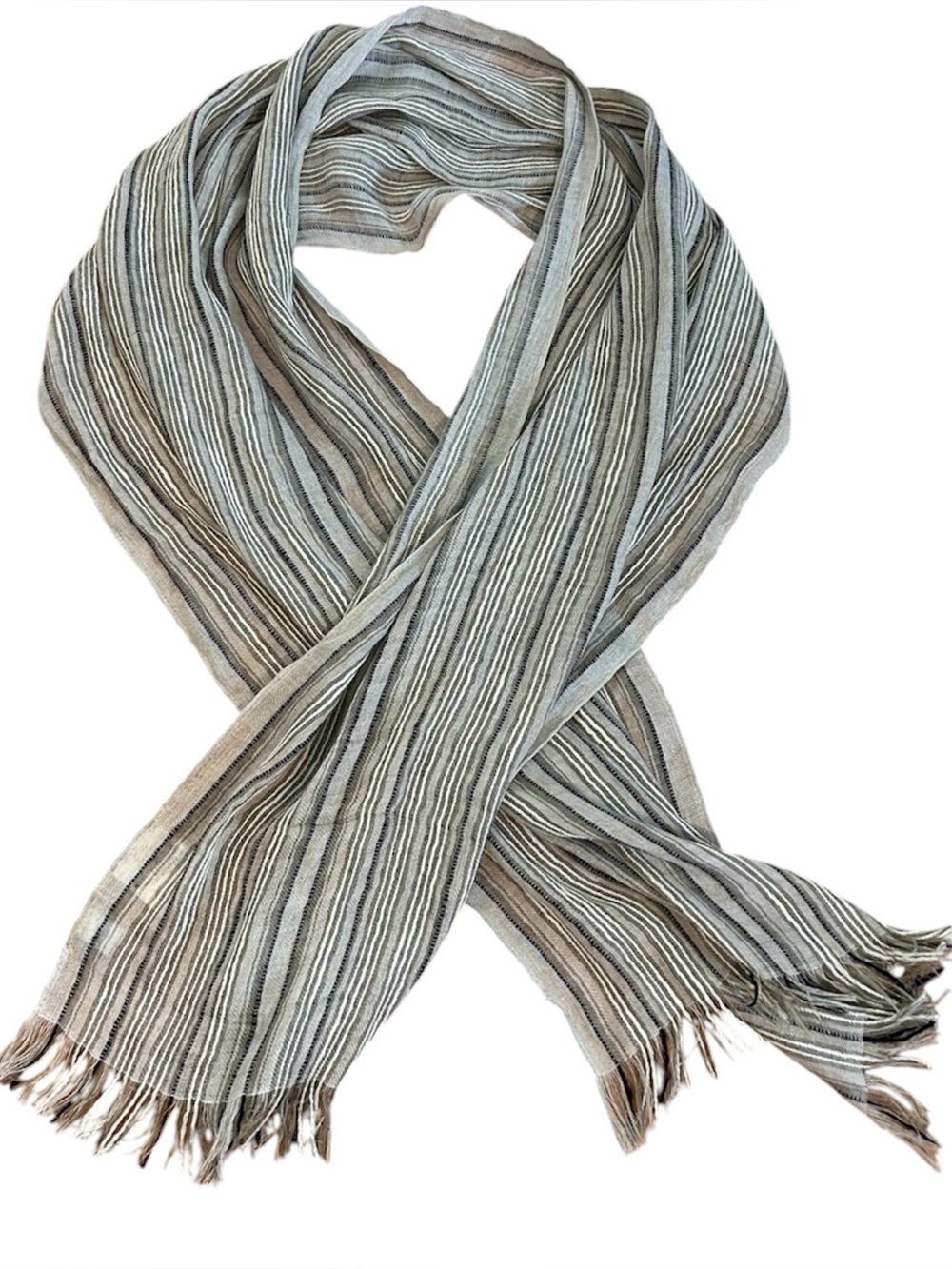 Max Mara Linen Blend Italian Made Shawl/Scarf with Fringe